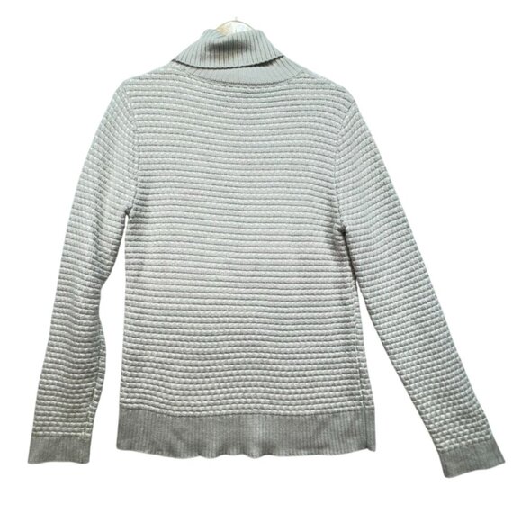 J.Crew Womens Knit Turtleneck Sweater Medium Gray White Textured - Picture 8 of 10